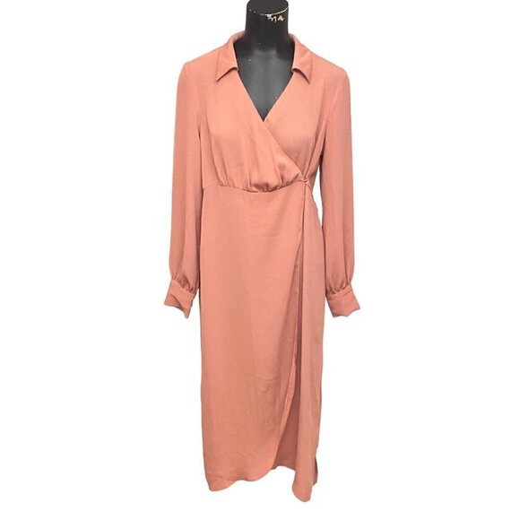 NEW ASOS DESIGN Maternity Wrap Midi Dress in Terracotta Size 4 - Picture 2 of 7